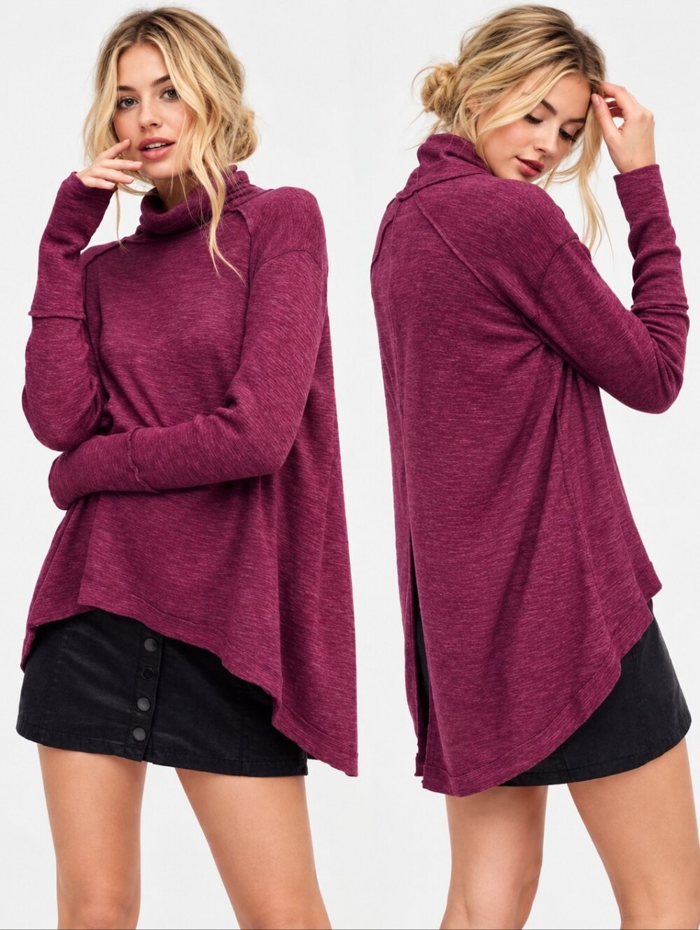 Free People Split Back Cowl Neck Thermal Size Small
